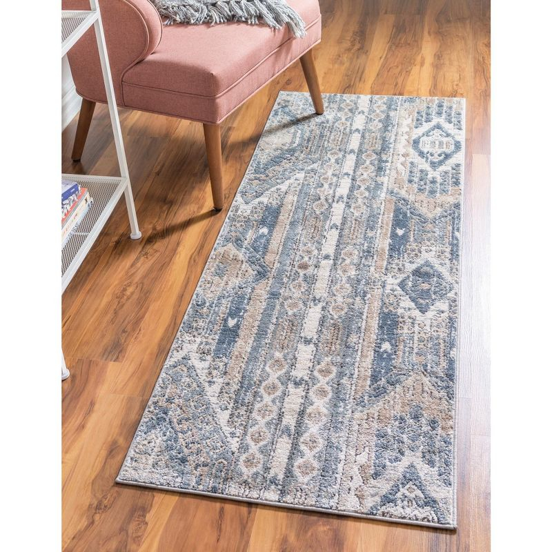 Unique Loom Portland Collection Area Rug - Orford (2' 2" x 12' Runner Navy Blue/Blue)