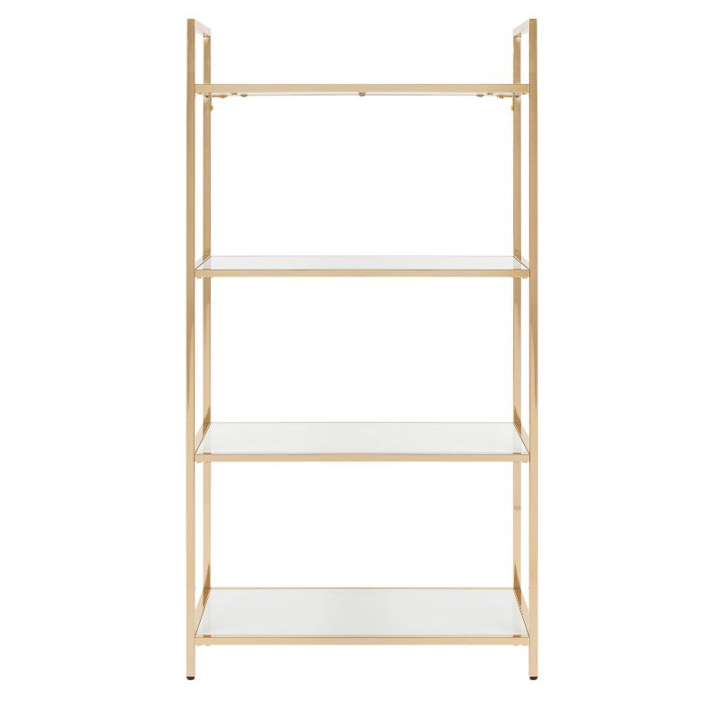 OSP Home Furnishings 60" Alios Bookshelf White/Gold: Chic, 4-Shelf Metal Frame, Laminate Surface, Modern Office Furniture