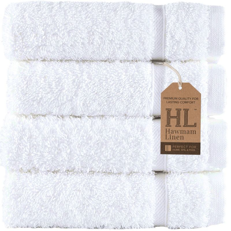 Hawmam Linen Washcloth Linen Set Original Turkish Cotton, Maximum Softness & Absorbency Face Towels for Kitchen & Cleaning (White)