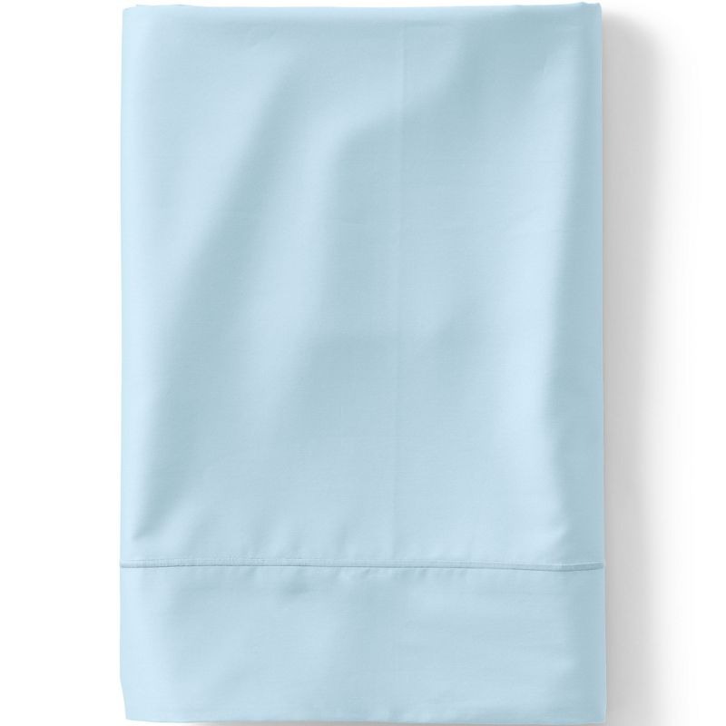 Lands' End 400 Thread Count Premium Supima Cotton No Iron Sateen Flat Bed Sheet - King - Dusty Blue