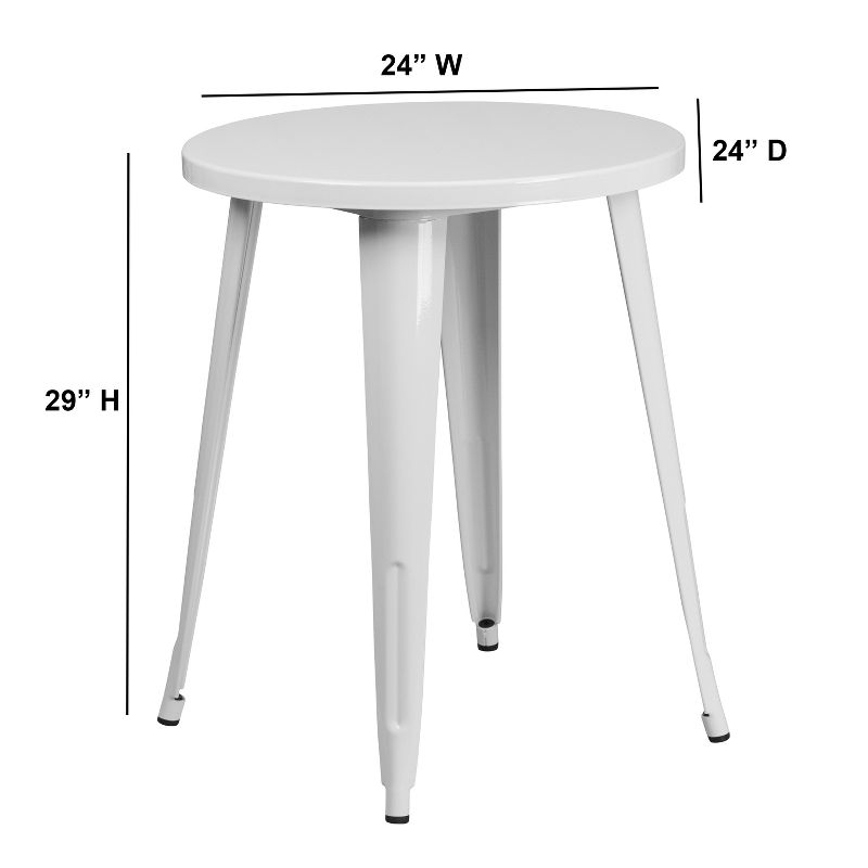 Flash Furniture Commercial Grade 24" Round White Metal Indoor-Outdoor Table