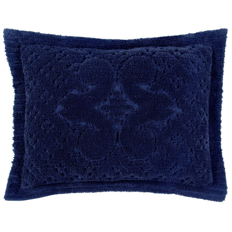 Standard Ashton Collection 100% Cotton Tufted Unique Luxurious Medallion Design Pillow Shams Navy - Better Trends