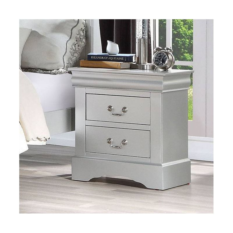 Acme Furniture Louis Philippe III Nightstand Platinum Finish