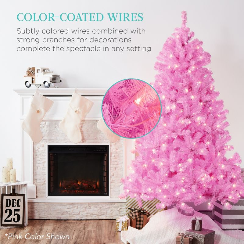 Best Choice Products 4.5ft Pre-Lit Charcoal Gray Christmas Tree, Artificial Holiday Decoration w/ 175 Lights