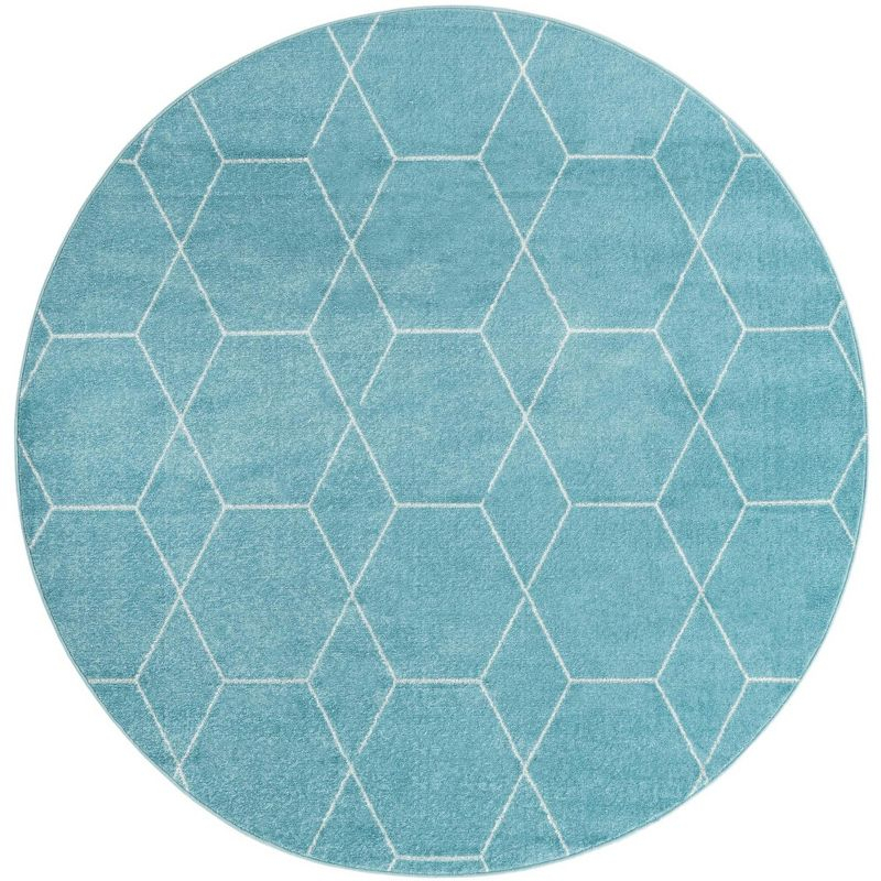 Unique Loom 8' 0 x 8' 0 Trellis Frieze Geometric Light Blue Area Rug