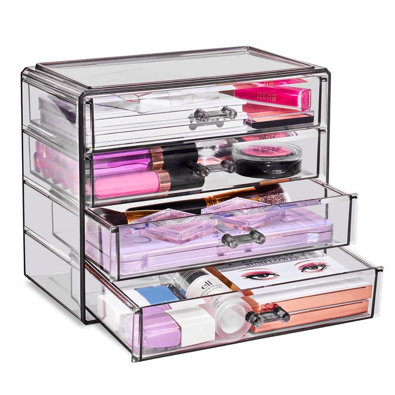 Sorbus 4 Drawer Acrylic Makeup Organizer and Storage for Cosmetics, Jewelry, and more Clear Makeup Organizer for Vanity, College Dorm (Black)