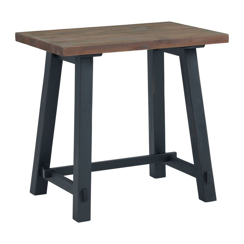 32" Small Adam Solid Wood Desk Rustic Natural - Alaterre Furniture: Industrial Sawhorse Leg, Pine Surface