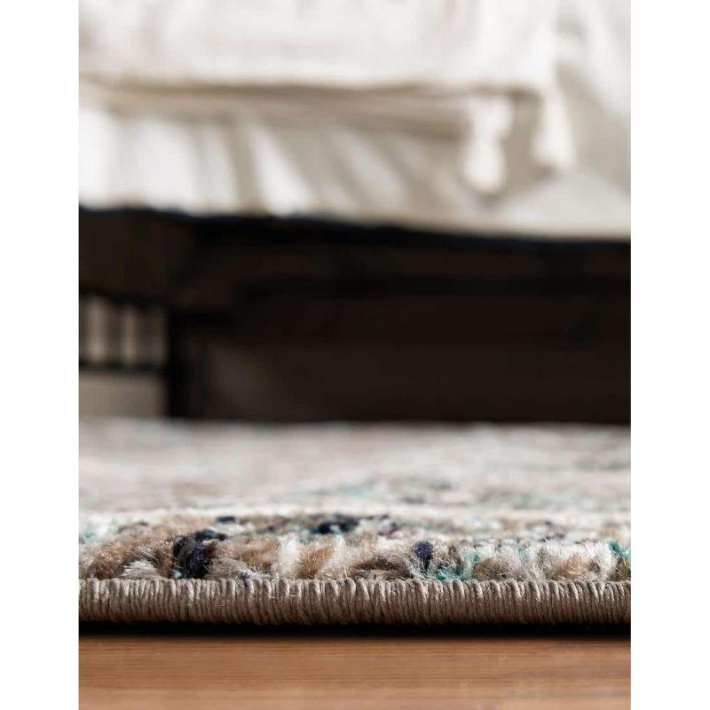 Unique Loom 4' 0 x 4' 0 Trellis Frieze Rounded Blue Multi Area Rug