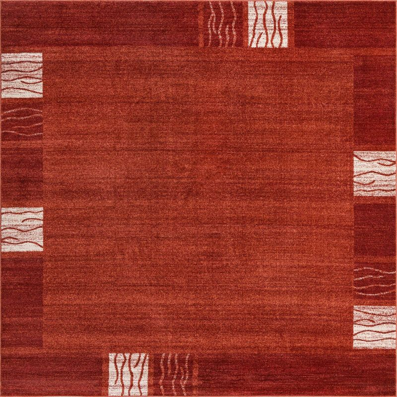 Unique Loom Del Mar Collection Area Rug - Sarah (7' 10" Square Terracotta/Rust Red)