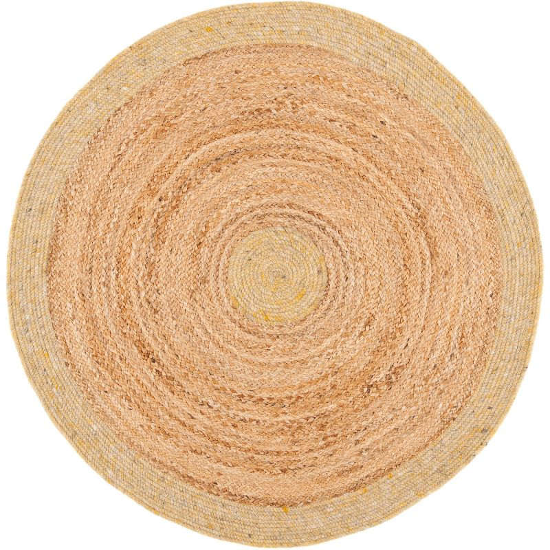 Braided BRD910 Hand Woven Indoor Accent Rug - Gold/Natural - 3' Round - Safavieh