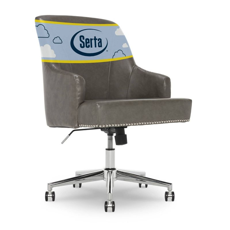 Serta Style Leighton Home Office Chair Gathering Dark Gray: Upholstered, Adjustable, with Fixed Arms
