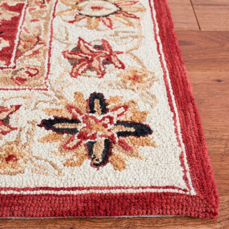 Chelsea HK157 Hand Hooked Area Rug - Red/Ivory - 7'9"x9'9" - Safavieh.