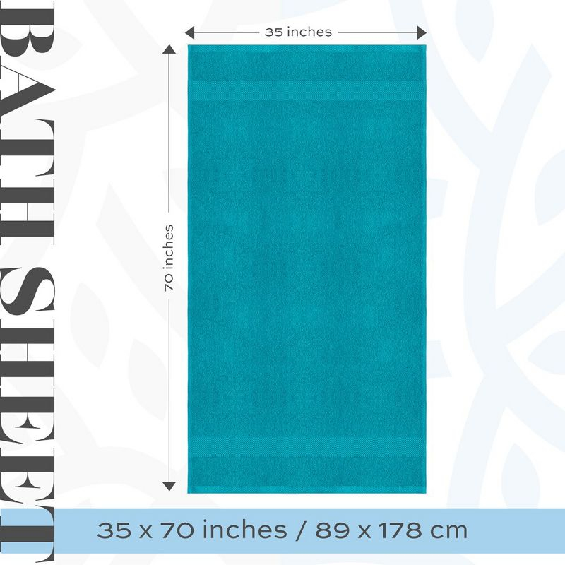 White Classic Luxury 100% Huge Cotton Bath Sheets Set of 2 - 35x70" Aqua