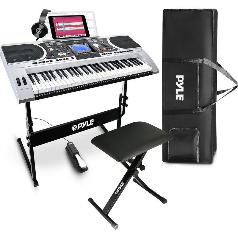 Karaoke Keyboard for Singing with 61 Keys, Waterproof Case, Stand, Pedal, and Headset