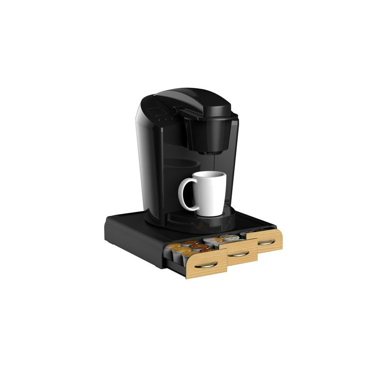 Mind Reader 36 Capacity 'Anchor' Triple Drawer Single Serve Coffee Pod Holder Drawer, Black with Brown Wood Veneer, Brown