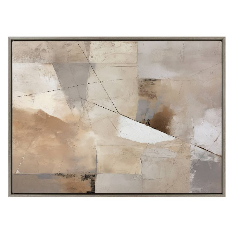 Kate & Laurel All Things Decor 31.5"x41.5" Sylvie Contemporary Neutral Textured Abstract Framed Canvas by The Creative Bunch Studio Gray