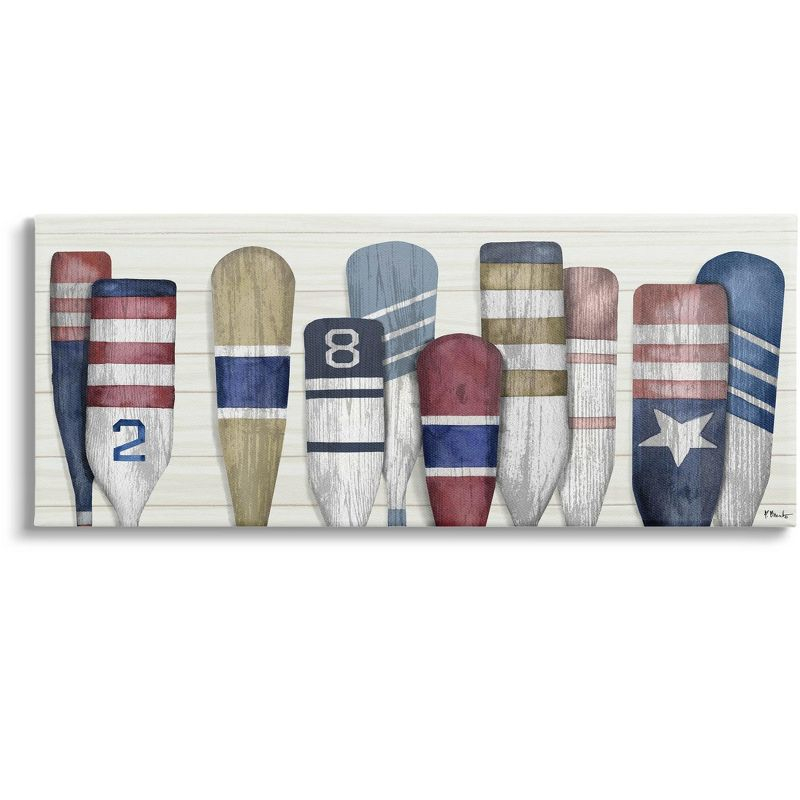 Stupell Industries Port Oars Vintage Americana Patterns Canvas Wall Art, 13 x 30