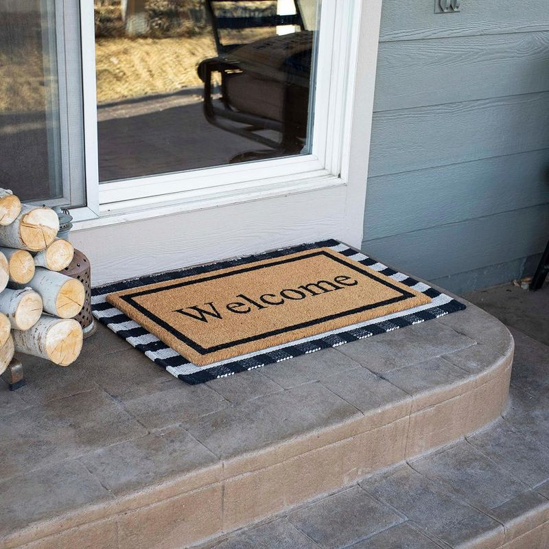 BirdRock  Home Layered Welcome Mat with Vinyl Backing for Door Entryway 24 x 36