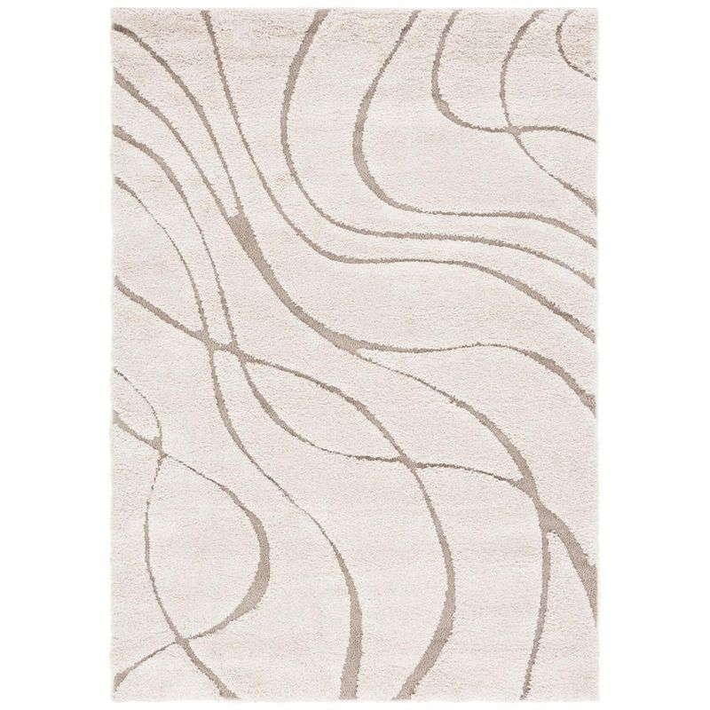 Florida Shag SG471 Power Loomed Indoor Area Rug - Cream/Beige - 5'3"x7'6" - Safavieh