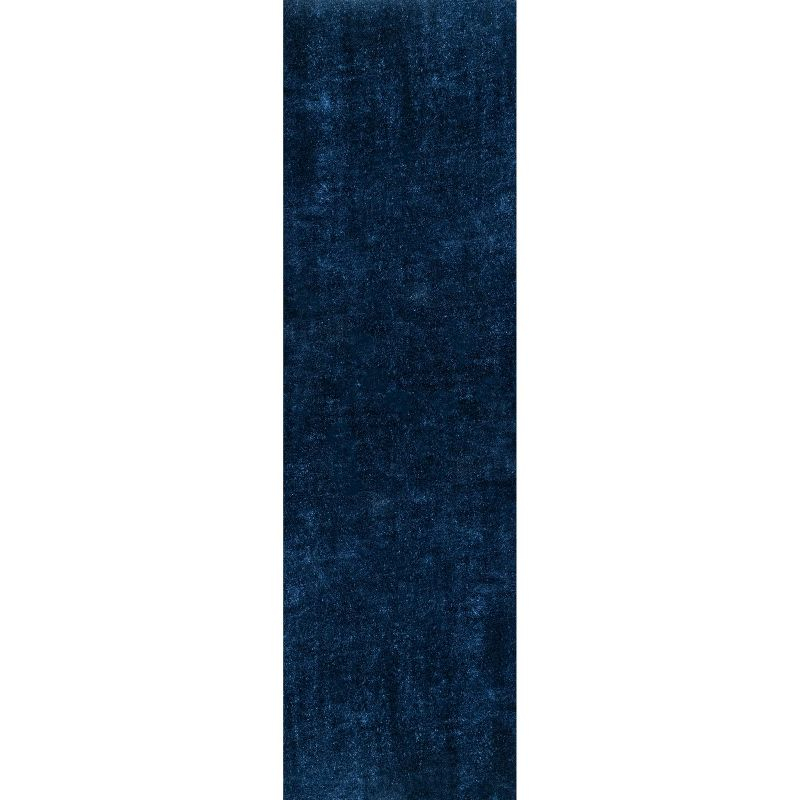 nuLOOM 2' x 10' Cozy Plush SuperiorWash Area Rug, Machine Washable, Non-Slip, Soft Fluffy Shag Carpet for Living Room Bedroom Nursery, Loni Navy