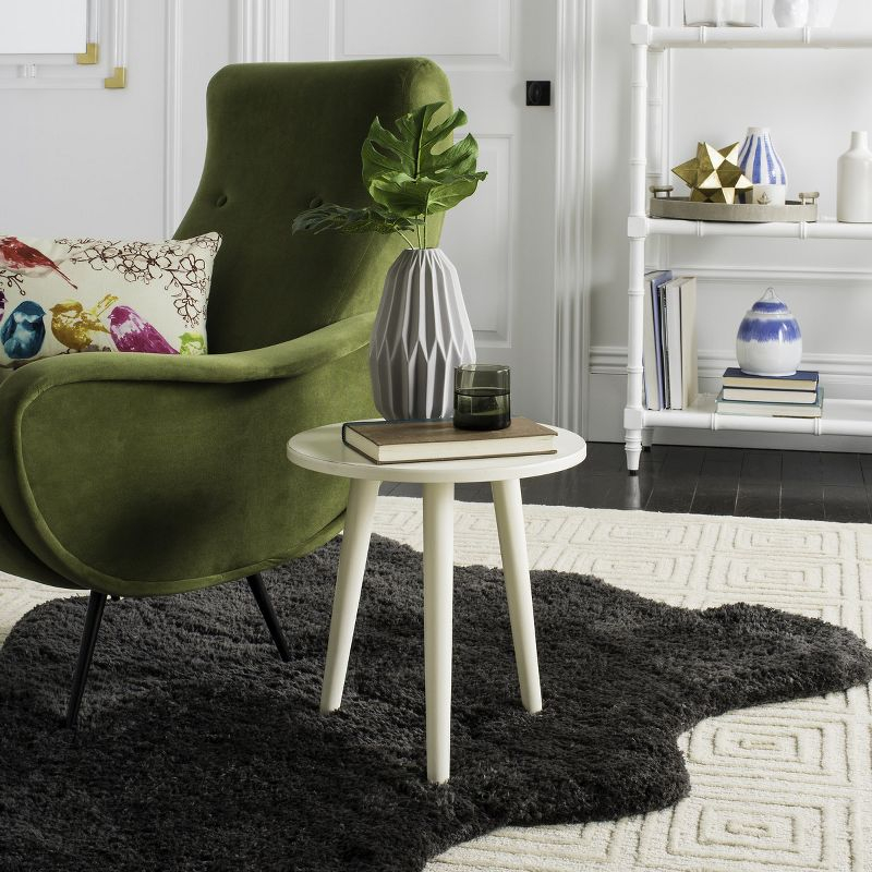 Orion Round Accent Table - Vintage White - Safavieh.