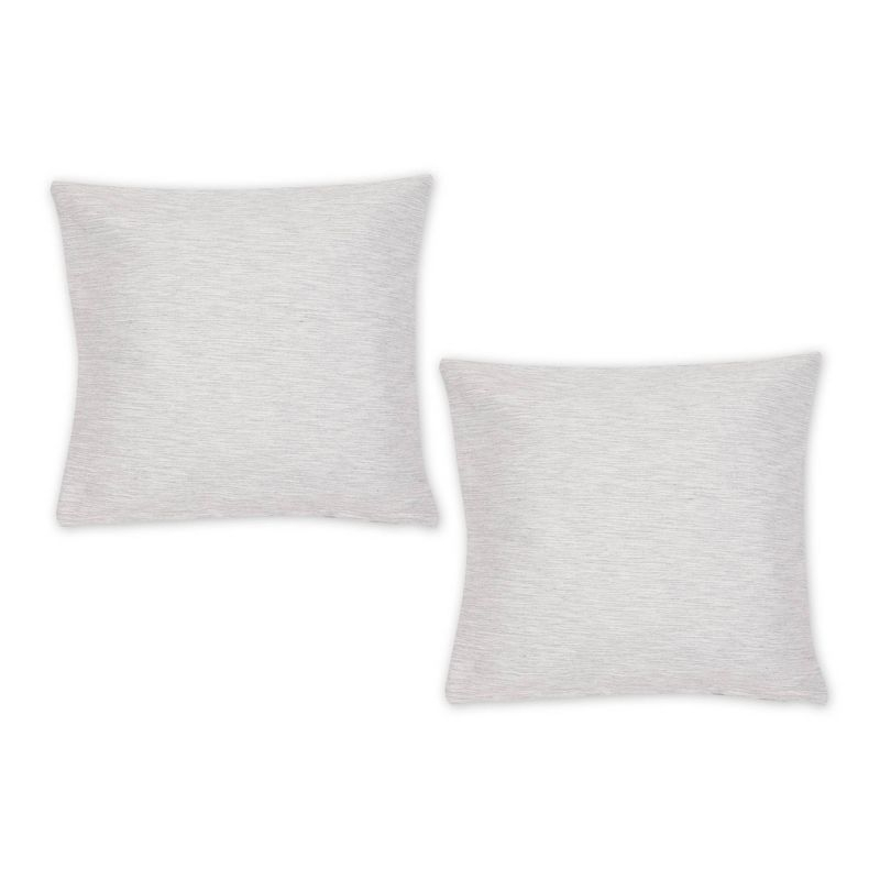 2pc 18"x18" Tonal Recycled Cotton Square Throw Cover Light Gray/Off-White - Design Imports: Zipper Closure, Indoor Use