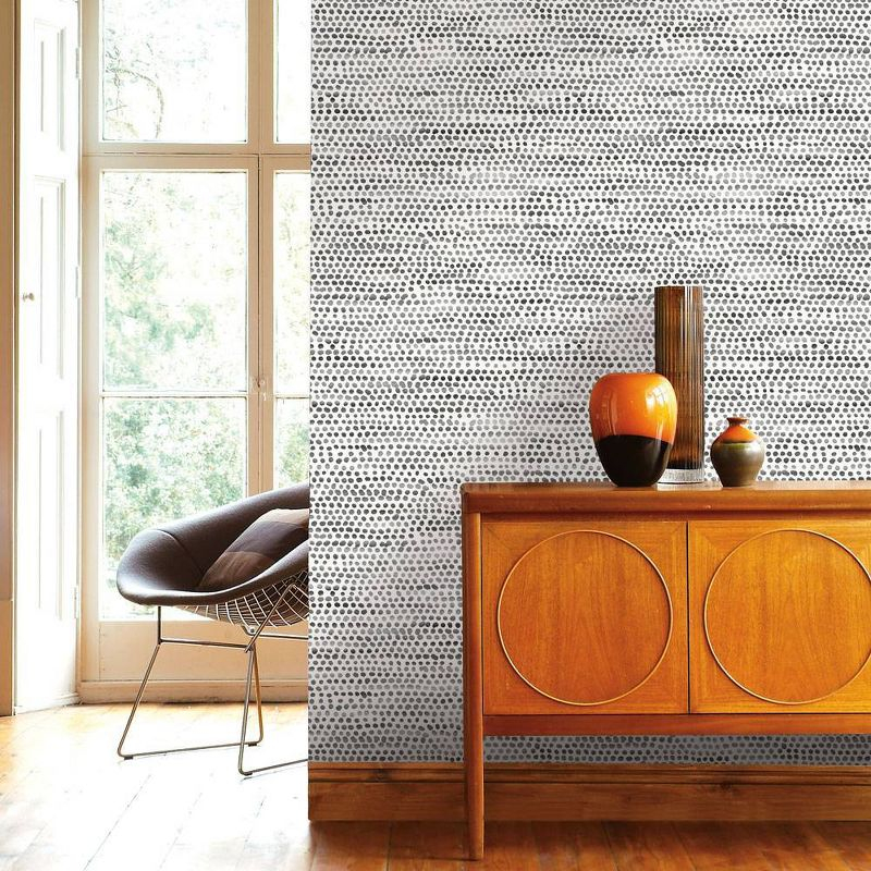 Tempaper & Co. Moire Dots Removable Peel and Stick Wallpaper, Black and White, 28 sq. ft.: Modern Vinyl, Self-Adhesive, Washable