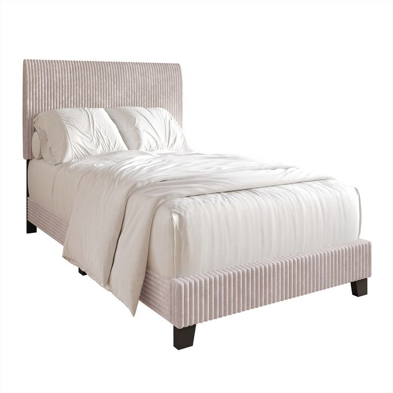 ChaletPosh Twin Size Upholstered Bed In Light Pink Velvet