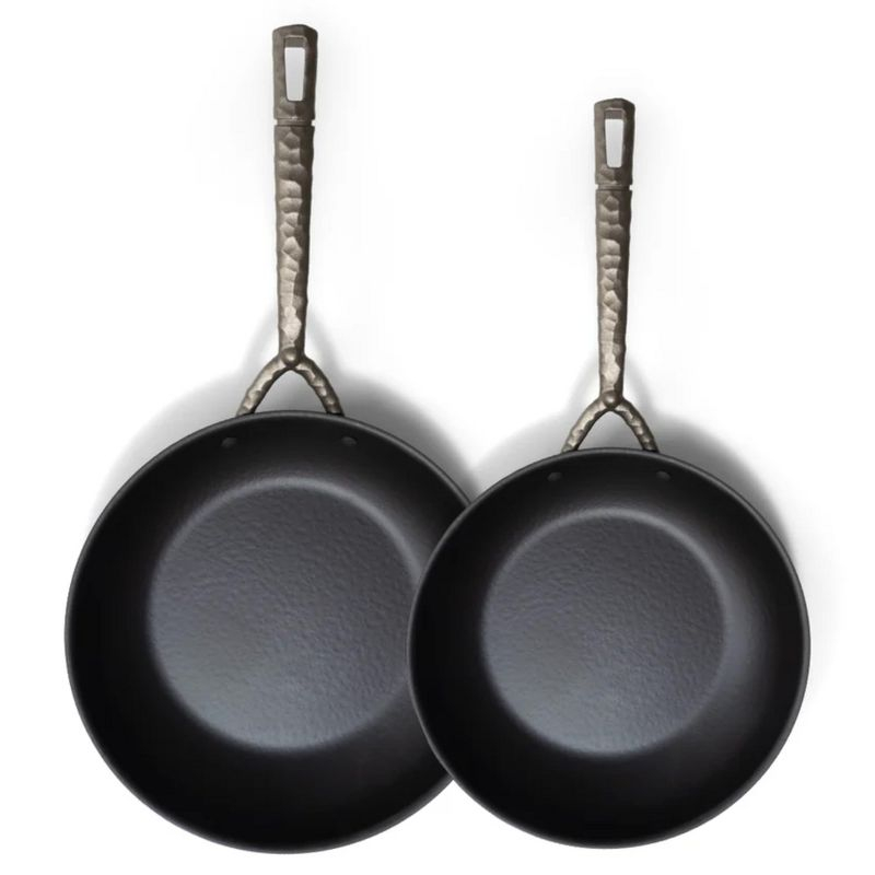 Alva Artist Carbon Steel Frying Pan Set - Premium Blue Carbon Steel Collection, Natural Nonstick Technology - Stovetop to BBQ