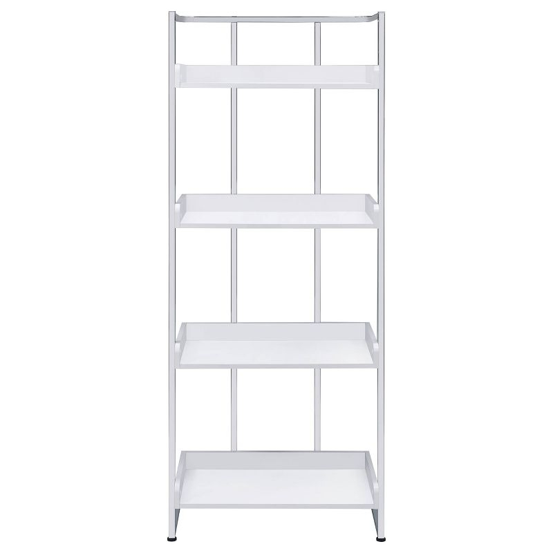 67.5" Ember 4 Shelf Bookcase White High Gloss - Coaster: Laminated, Modern Style, Includes Anti-Tip Hardware