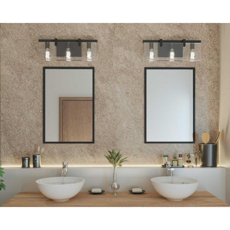 Progress Lighting Glayse 3-Light Bath Vanity, Brushed Nickel, Glass Shade