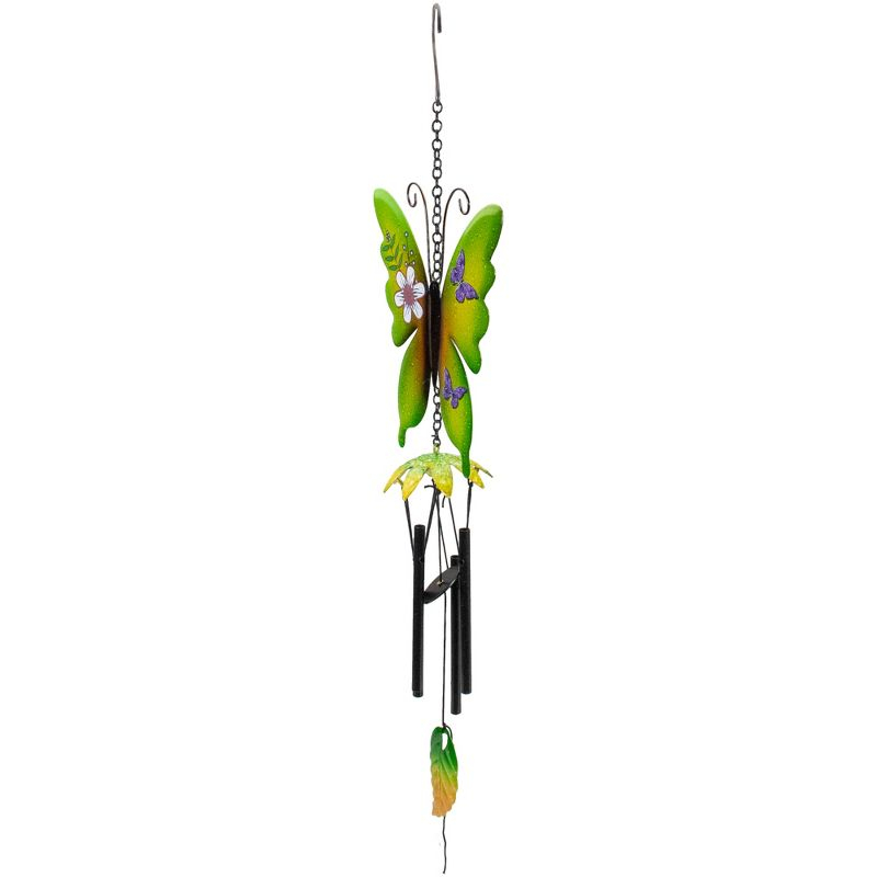 Northlight 15.75" Green Metal Butterfly Outdoor Garden Windchime