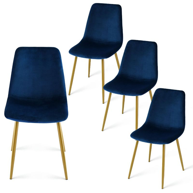 Set of 4 Bingo Blue Upholstered  Side Chair -Maison Boucle