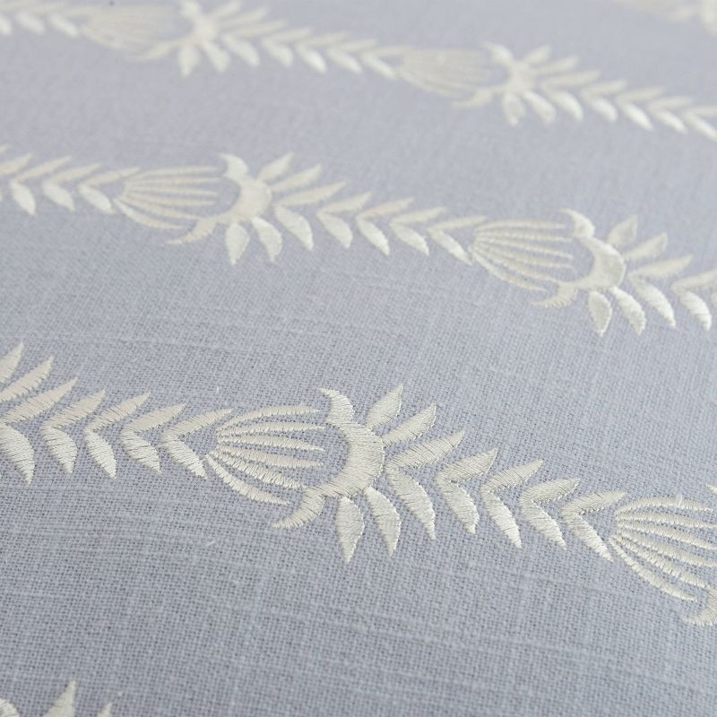 20"x20" Oversize Botanical Striped Square Throw Pillow Cover Light Blue - Rizzy Home: Cotton Canvas, Hidden Zipper, Pet Friendly