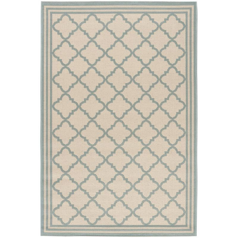 Beach House BHS121 Power Loomed Indoor/Outdoor Accent Rug - Cream/Aqua - 3'x5' - Safavieh