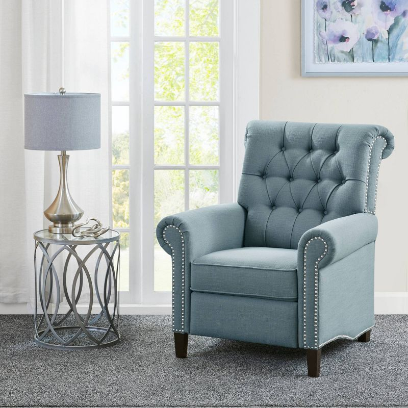 Zak Recliner Blue: Madison Park, Polyester & Linen Upholstery, Wood Frame, Foam Fill, Spot Clean