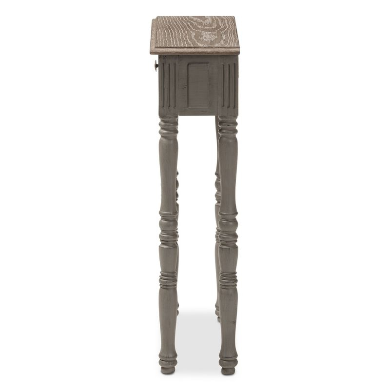 Noemie Country Cottage Farmhouse Finished 1 Drawer Console Table Brown - Baxton Studio: Antique Style, Space-Saving Design