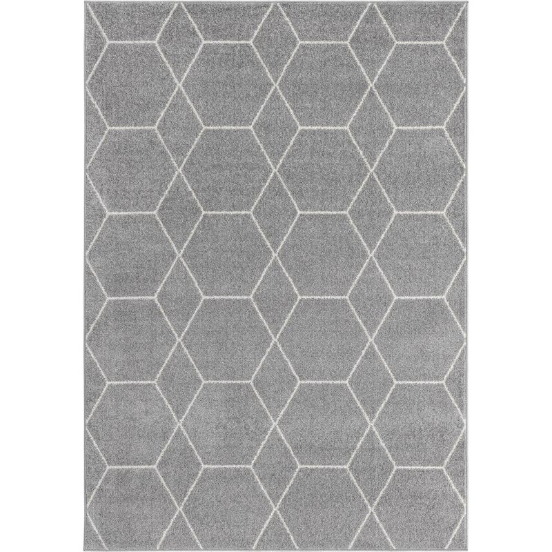 Unique Loom 7' 0 x 10' 0 Trellis Frieze Geometric Light Gray Area Rug