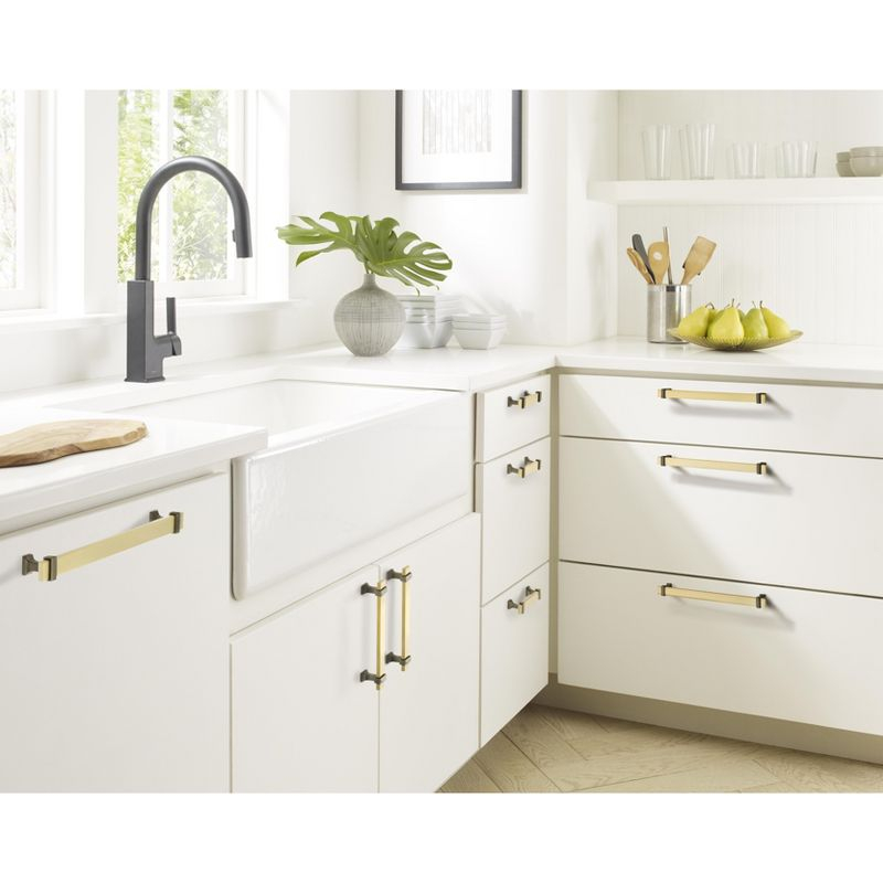 Amerock Overton 3-3/4 inch (96mm) Center-to-Center Brushed Gold/Black Chrome Cabinet Pull