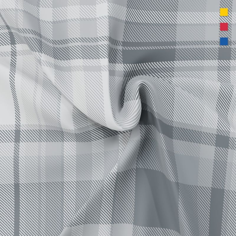 Color Sense 100% Cotton Percale Cool & Crisp 3-Piece Sheet Set Twin Hudson Plaid Grey