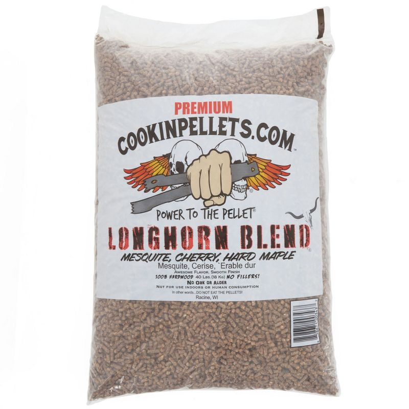 CookinPellets Longhorn Blend Mesquite, Cherry, & Hard Maple BBQ Grill Wood Pellets for Pellet Grill & Pellet Smoker, 40 Lb Bag