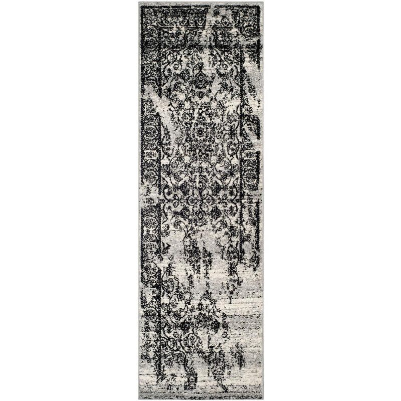 Adirondack ADR101 Power Loomed Runner Rug - Silver/Black - 2'6"x20' - Safavieh.