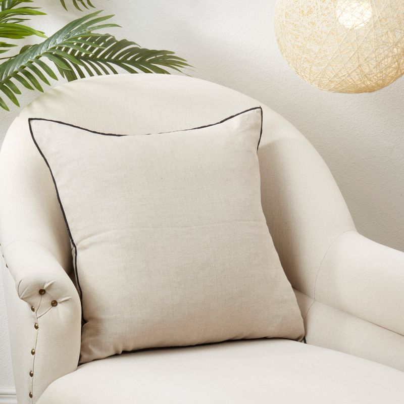 Saro Lifestyle Stonewashed Stitched Edge Down Filled Throw Pillow, Beige , 20"x20"