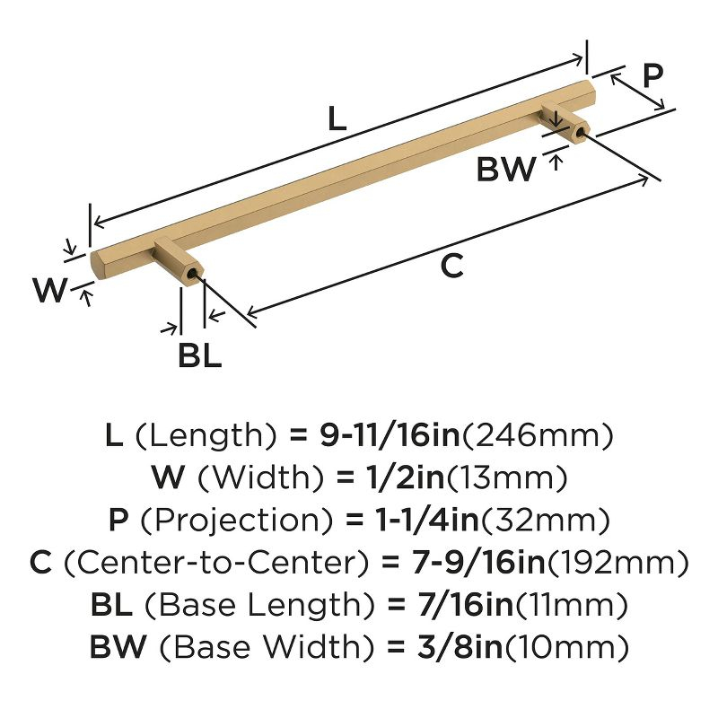 Amerock Caliber 7-9/16 inch (192mm) Center-to-Center Champagne Bronze Cabinet Pull