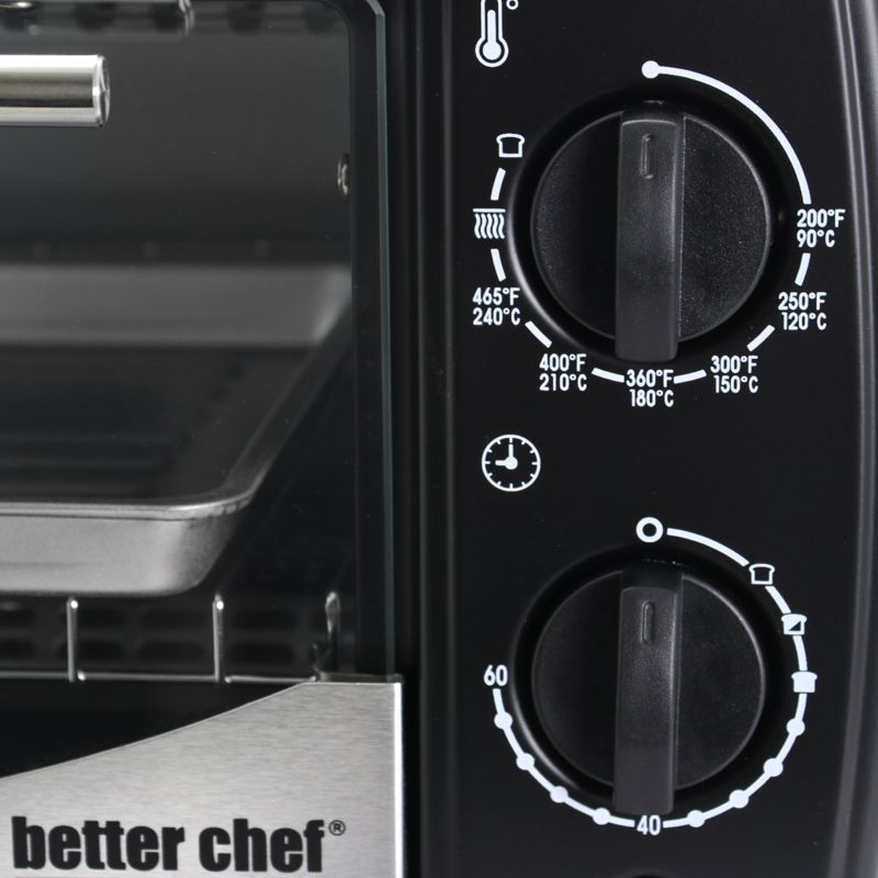 Better Chef 9 Liter Toaster Oven Broiler in Black With Stainless Stell Front