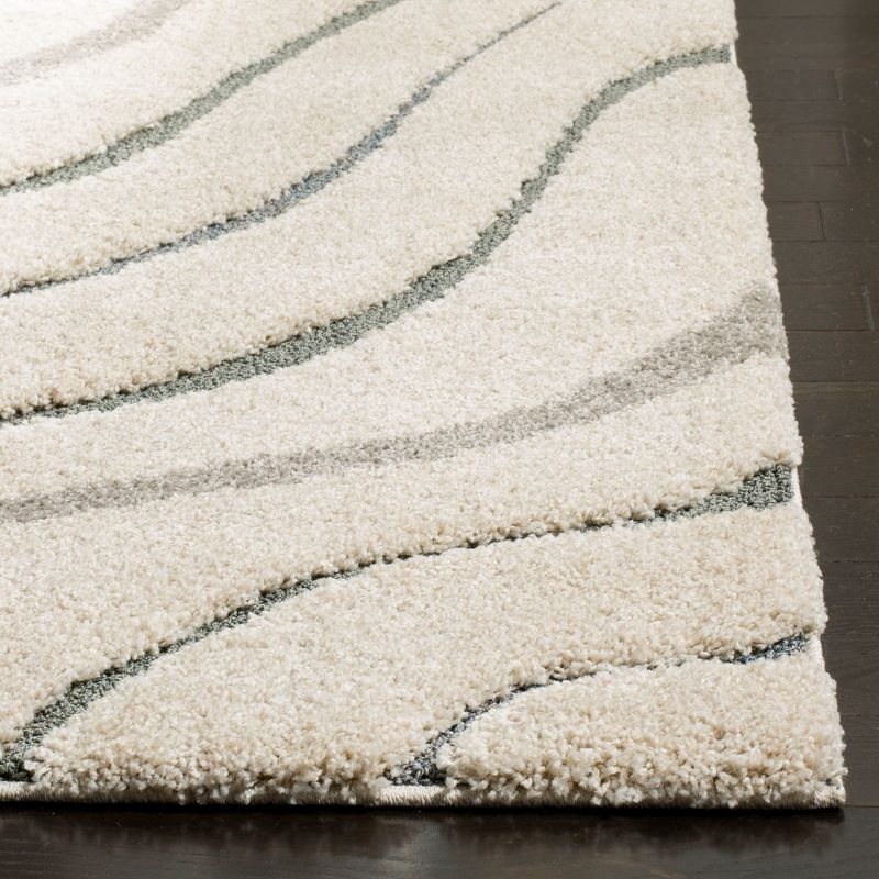 Florida Shag SG472 Power Loomed Indoor Area Rug - Cream/Light Blue - 6'x9' - Safavieh