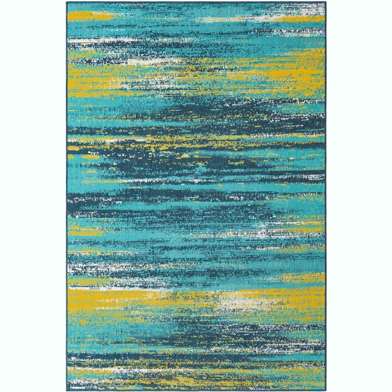 Unique Loom Outdoor Coastal Collection Area Rug - Ombre (6' 1" x 9' Rectangle Multi.Blue/Yellow)