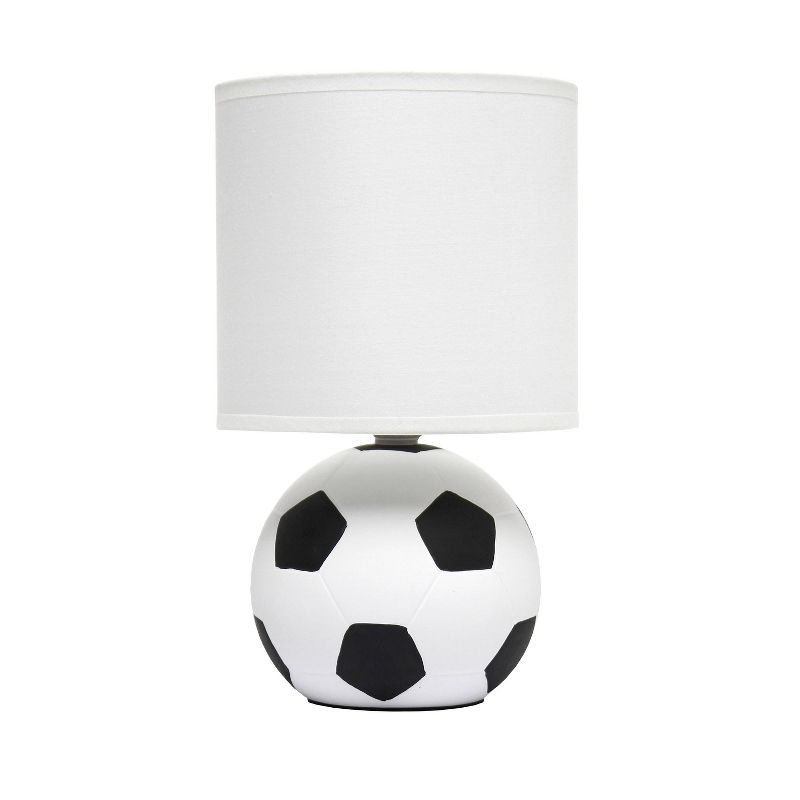 Simple Designs 10.7" Sports Lite Mini Soccer Table Lamp Mancave White and Black