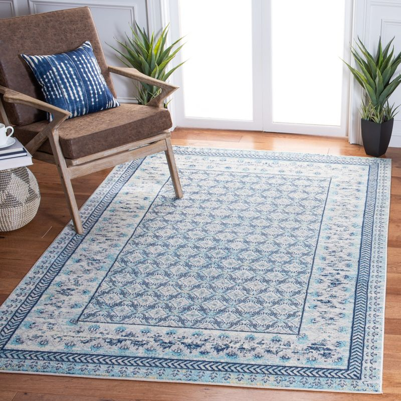 Brentwood BNT899 Power Loomed Indoor Area Rug - Ivory/Aqua - 8'x10' - Safavieh