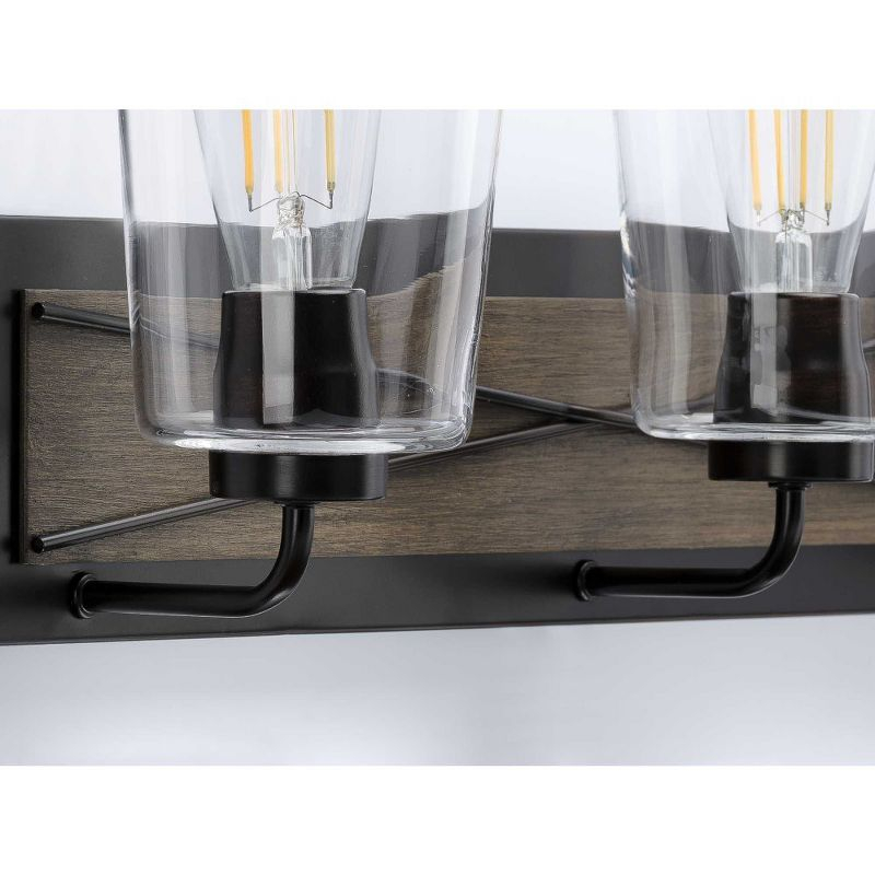 Progress Lighting Briarwood 3-Light Bath Vanity in Antique Bronze with Clear Glass Shades